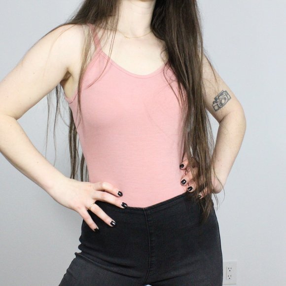 Urban Heritage Pink Spaghetti Strap Bodysuit - Picture 1 of 6